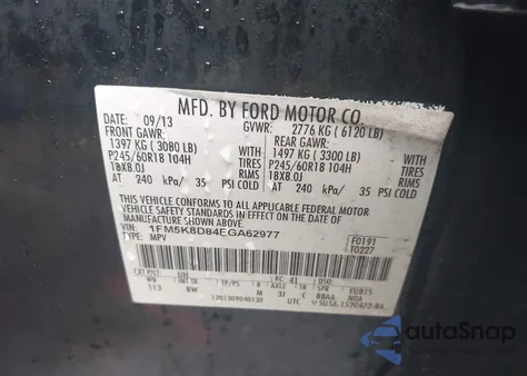 2014 Ford Explorer Xlt z USA, uszkodzony, nr VIN 1FM5K8D84EGA62977